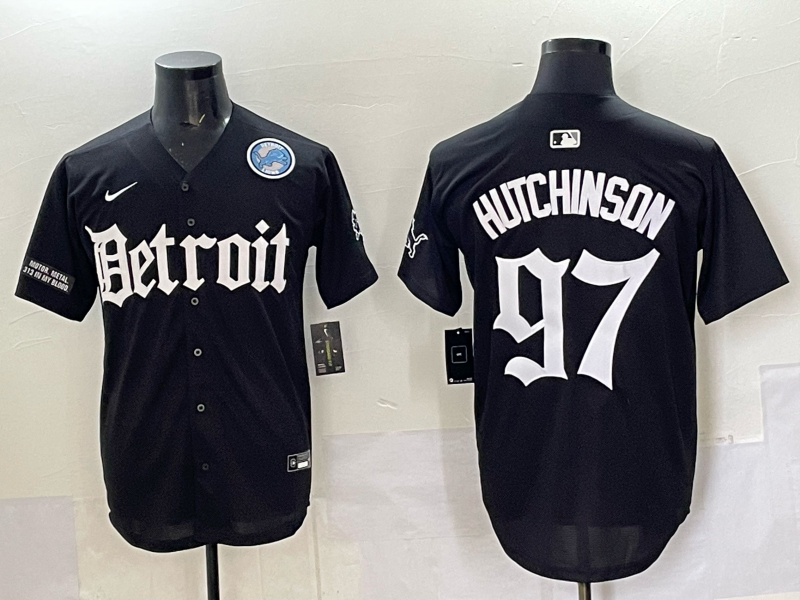 Men 2025 Detroit Lions #97 Hutchinson Black NFL jersey 004->youth mlb jersey->Youth Jersey